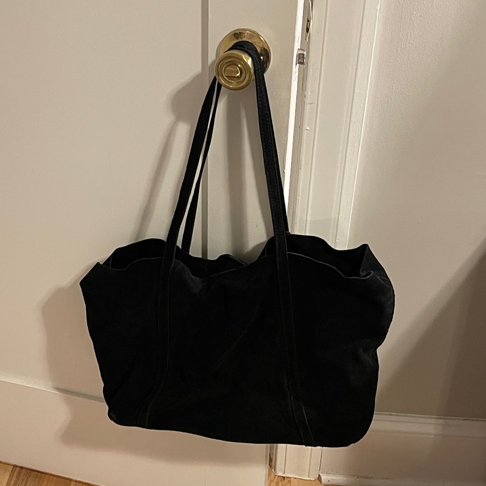 Mango Suede Slouchy black tote bag